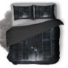 Skull Ghost Cityscape Dark Night Rf Duvet Cover and Pillowcase Set Bedding Set