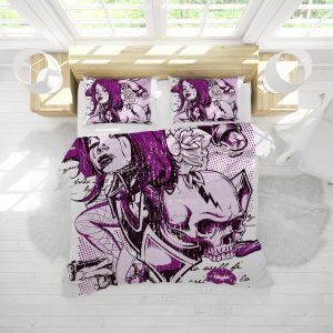 Skull Girl Duvet Cover and Pillowcase Set Bedding Set