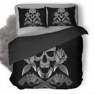 Skull Gun N Roses Rk Duvet Cover and Pillowcase Set Bedding Set