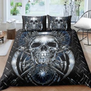 Skull Silver Ax Duvet Cover and Pillowcase Set Bedding Set