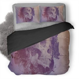 Skull Water Color Art Duvet Cover and Pillowcase Set Bedding Set