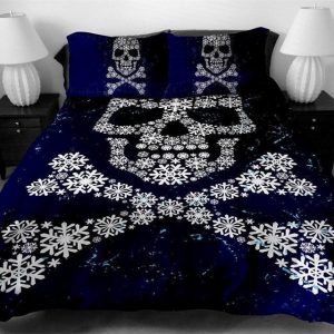 Skull ding Blue Sugar Skull Crossbones Duvet Cover and Pillowcase Set Bedding Set