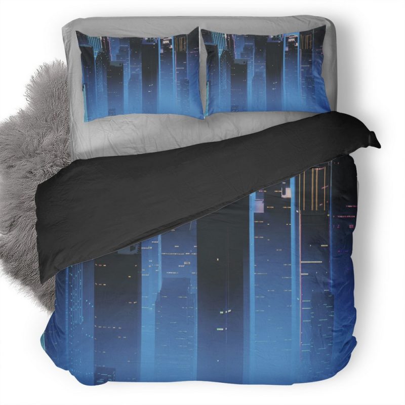 Skyscraper Buildings Minimalist Bu Duvet Cover and Pillowcase Set Bedding Set