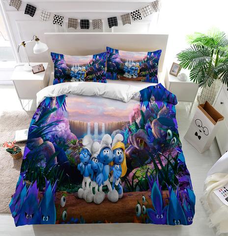 Smurfs Characters Duvet Cover and Pillowcase Set Bedding Set