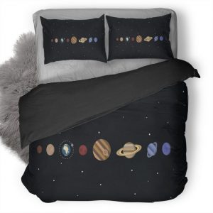 Solar System Minimalism Q1 Duvet Cover and Pillowcase Set Bedding Set