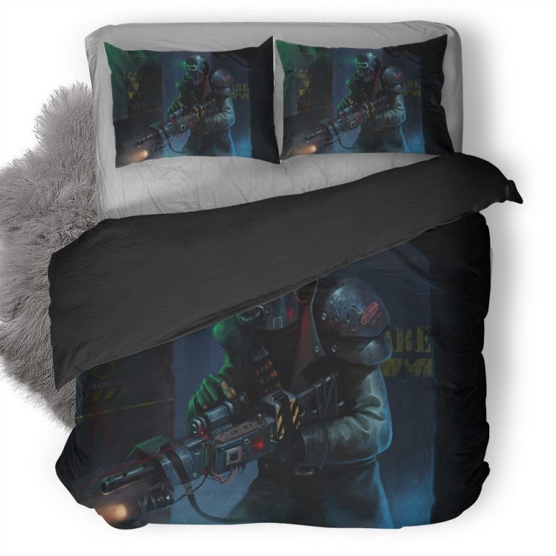 Soldier Helmet Weapons Drawing Painting Conceptual Ia Duvet Cover and Pillowcase Set Bedding Set