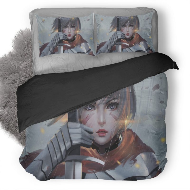 Solider Women Sword Hu Duvet Cover and Pillowcase Set Bedding Set