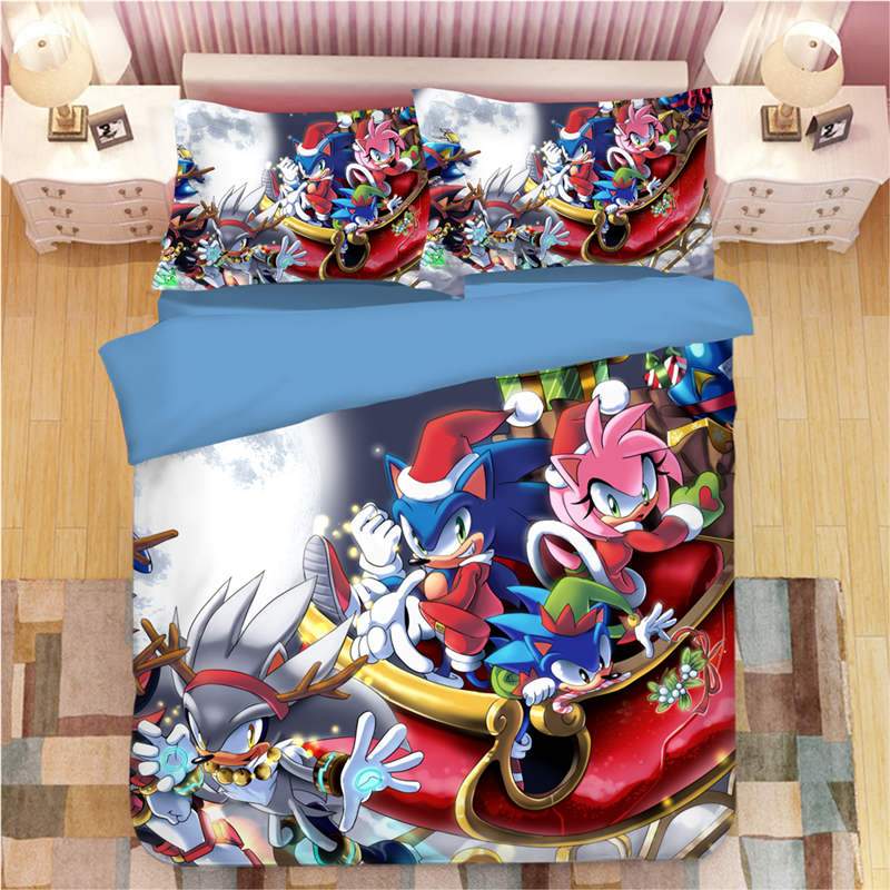 Sonic Amy Rose Merry christmas Duver Duvet Cover and Pillowcase Set Bedding Set