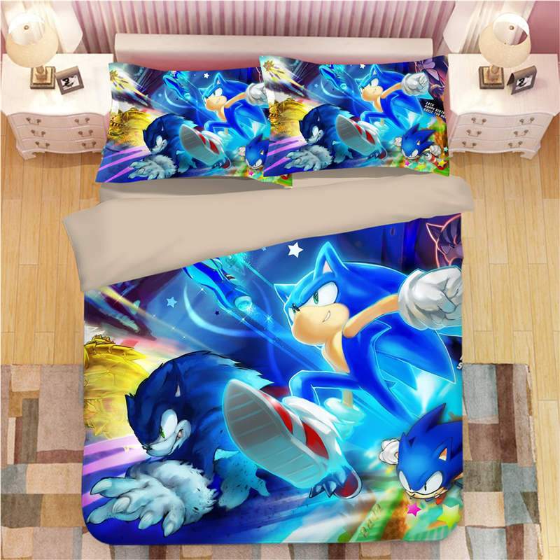 Sonic The Hedgehog Game Duver Duvet Cover and Pillowcase Set Bedding Set 863