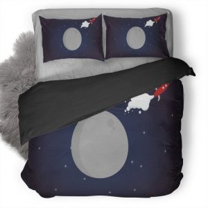 Space Rocket Minimal Bu Duvet Cover and Pillowcase Set Bedding Set