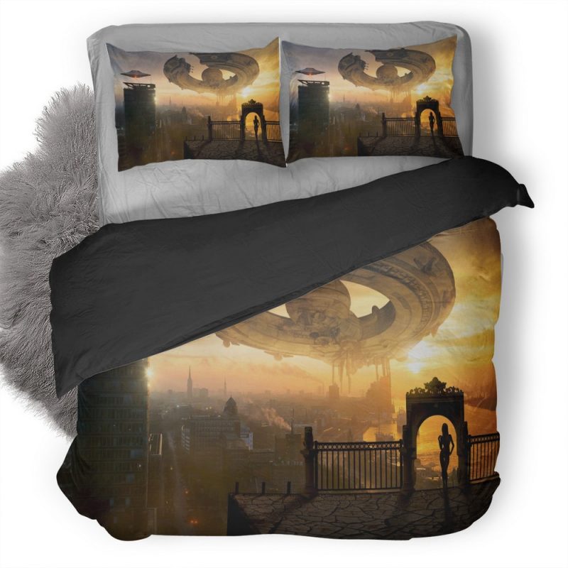 Space Ship Fantasy Scifi World Kz Duvet Cover and Pillowcase Set Bedding Set