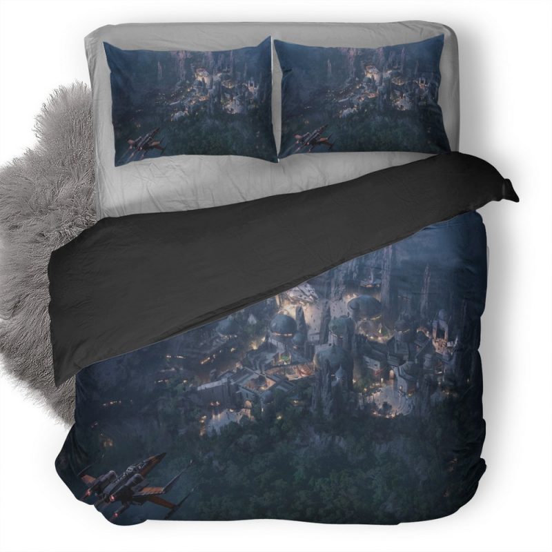 Star Wars Land At Night Concept Art Wide Duvet Cover and Pillowcase Set Bedding Set