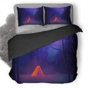 Starry Blue Night And Orange Tent H0 Duvet Cover and Pillowcase Set Bedding Set