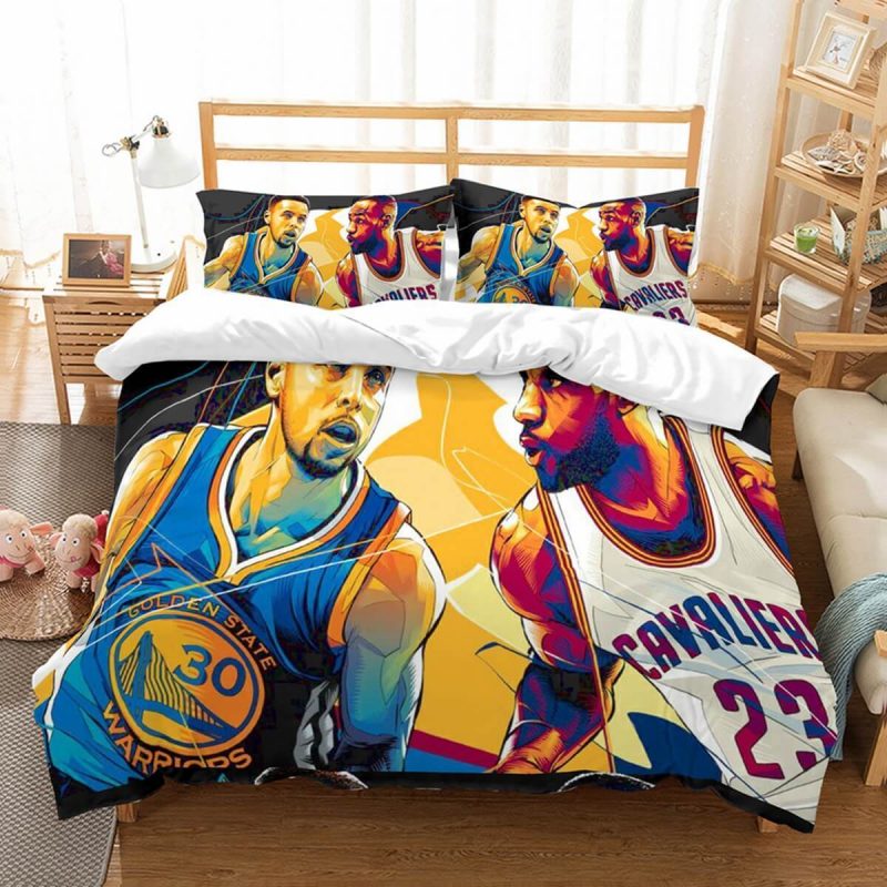 Stephen Curry Vs Lebron James Duvet Cover and Pillowcase Set Bedding Set