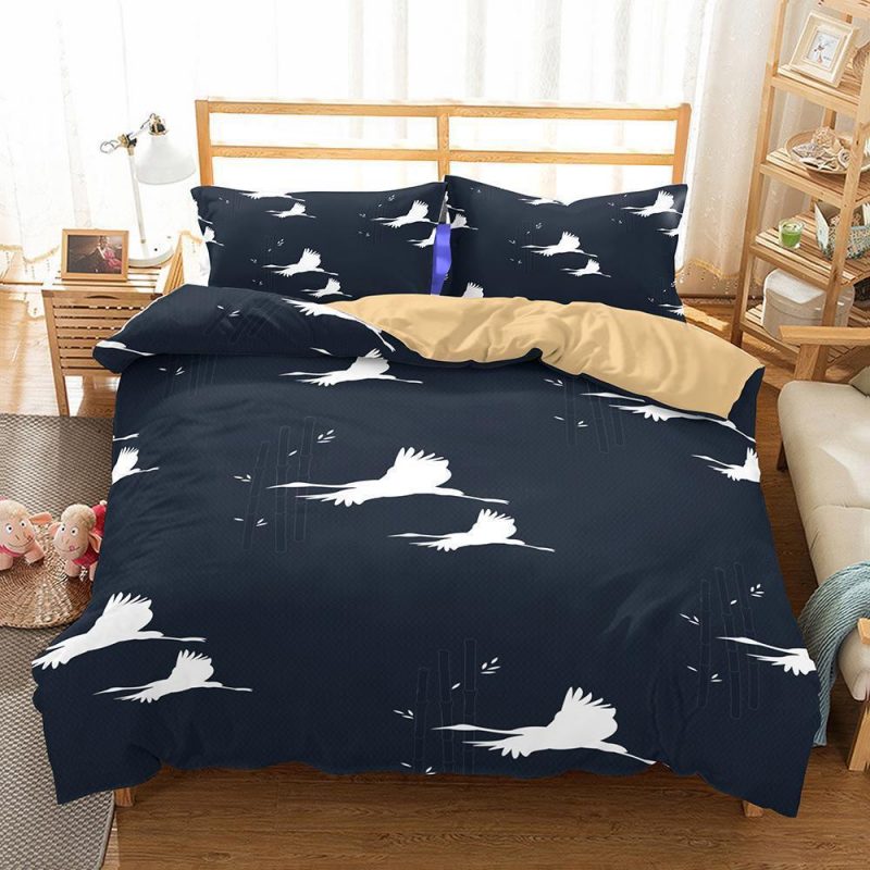 Stork Themed Printed ding Duvet Cover and Pillowcase Set Bedding Set