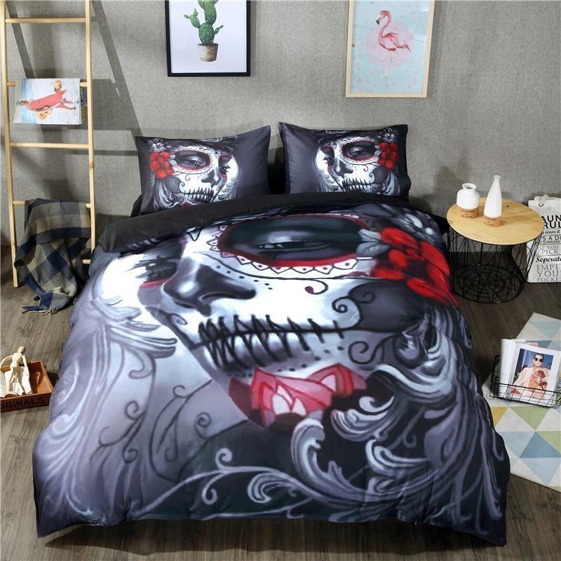 Sugar Skull Couple In Love Duvet Cover and Pillowcase Set Bedding Set 404