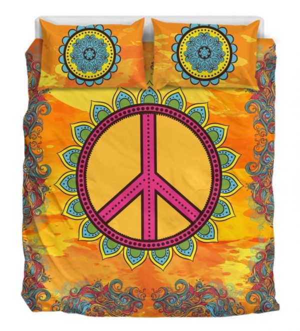 Sun Hippie Peace Duver Duvet Cover and Pillowcase Set Bedding Set