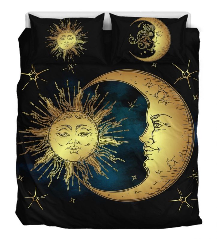 Sun Moon And Stars Duvet Cover and Pillowcase Set Bedding Set