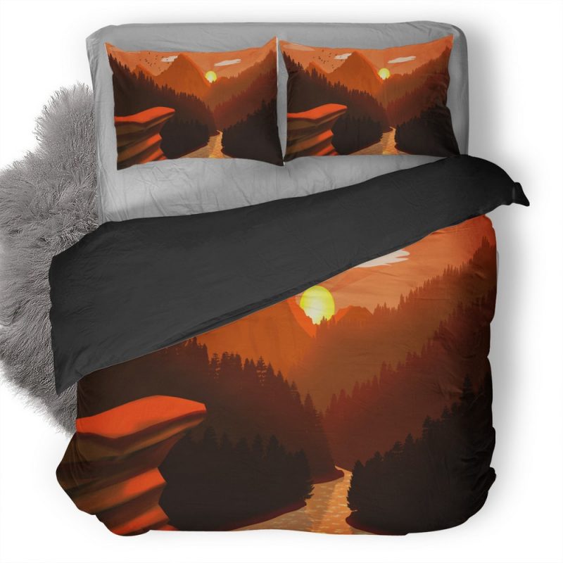 Sun Mountains Mimimalist W3 Duvet Cover and Pillowcase Set Bedding Set