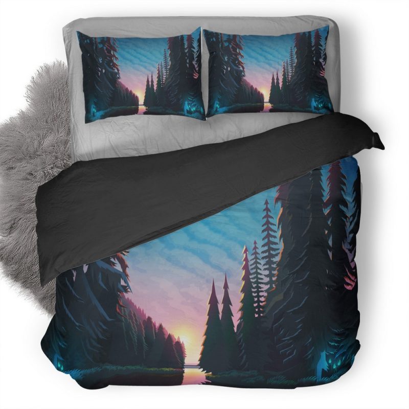 Sundown Landscape Minimalist C6 Duvet Cover and Pillowcase Set Bedding Set