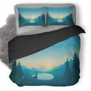 Sunrise Lake Art Work Duvet Cover and Pillowcase Set Bedding Set