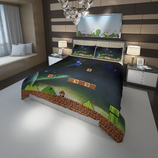 Super Mario Bros 2 Duvet Cover and Pillowcase Set Bedding Set