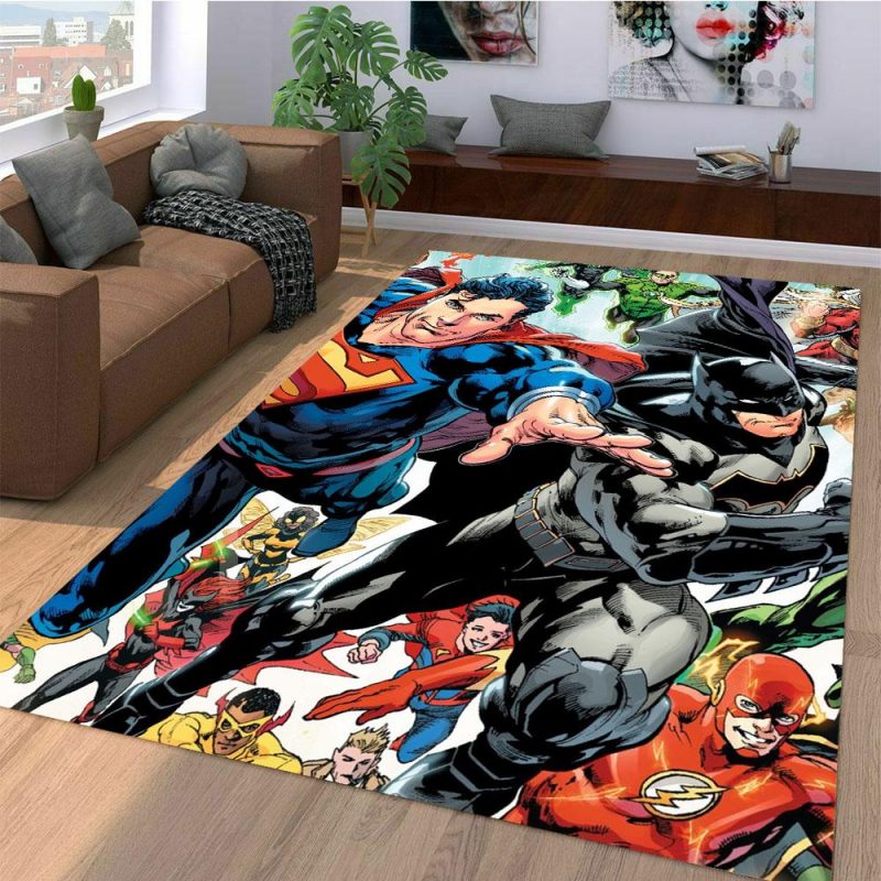 Superman And Batman With Another Character Living Room Rug Carpet