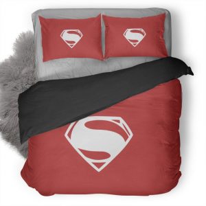 Superman Minimalism Logo On Duvet Cover and Pillowcase Set Bedding Set
