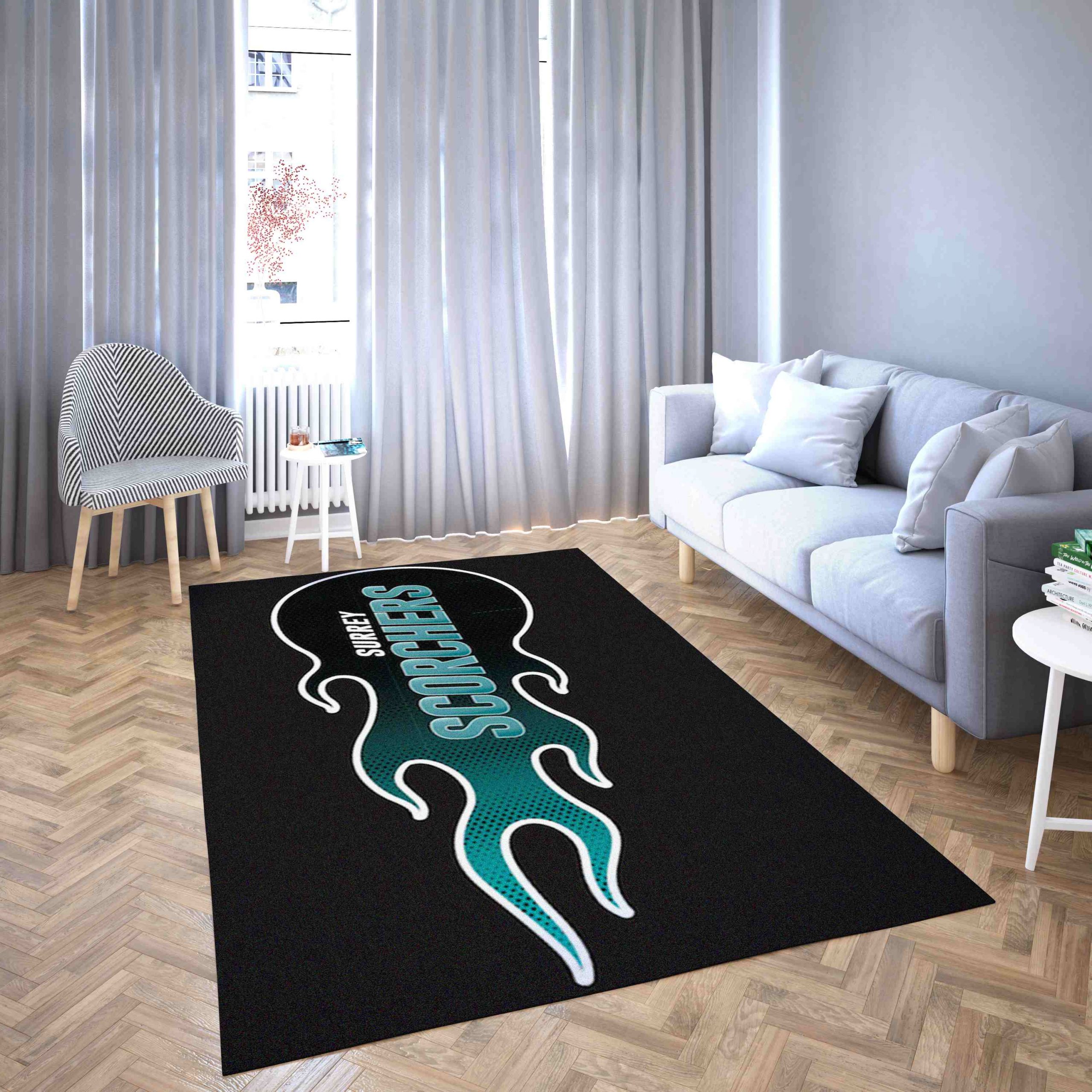 Surrey Scorchers Basketball Club Logo Black Simple Design Carpet Living Room Rugs