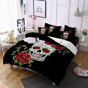 Sweet Sugar Skull Duvet Cover and Pillowcase Set Bedding Set 375