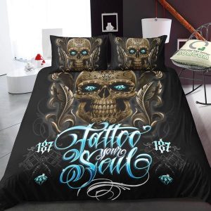 Tattoo Your Soul Skull Duvet Cover and Pillowcase Set Bedding Set