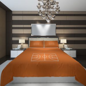 Text Logo Yellow Graphic Design Orange Basketball Duvet Cover and Pillowcase Set Bedding Set