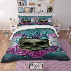 The Crowned Queen Skull Duvet Cover and Pillowcase Set Bedding Set