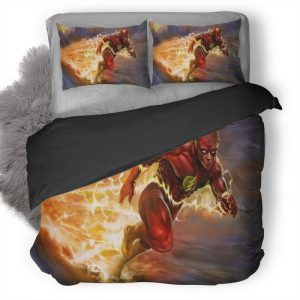 The Flash Running Artwork Hd Duvet Cover and Pillowcase Set Bedding Set