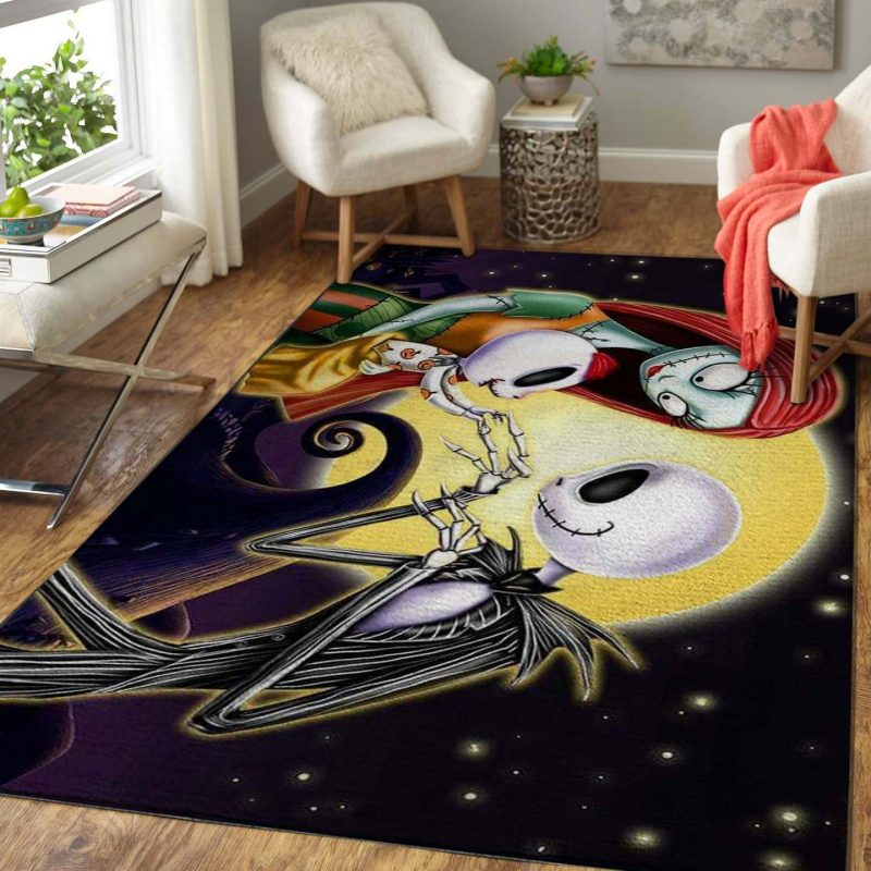 The Nightmare Before Christmas Jack Skellington Family Area Living Room Rug Carpet