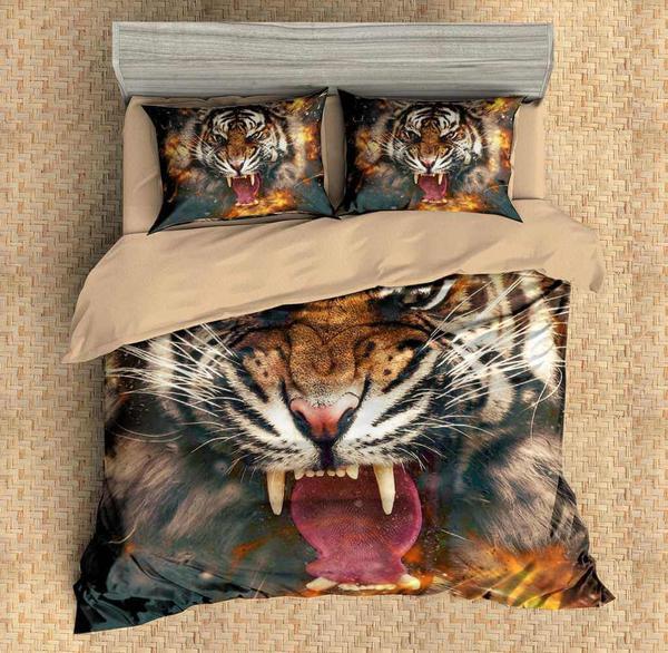 Tiger Duvet Cover and Pillowcase Set Bedding Set 592