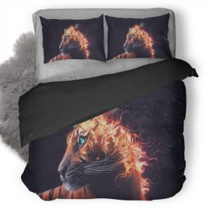 Tiger Fire Graphics Duvet Cover and Pillowcase Set Bedding Set