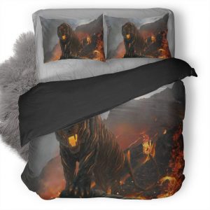 Tiger Fire Image Duvet Cover and Pillowcase Set Bedding Set