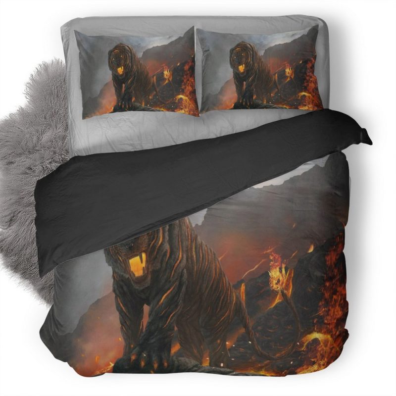 Tiger Fire Image Duvet Cover and Pillowcase Set Bedding Set