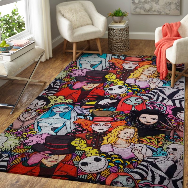 Tim Burton Characters Halloween Living Room Rug Carpet