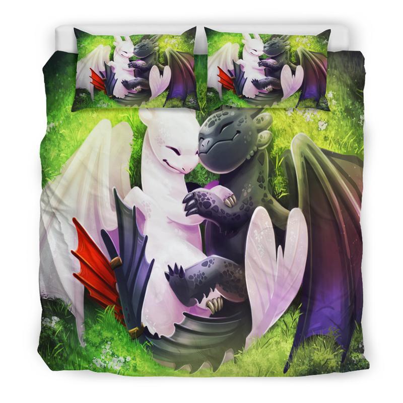 Toothless And The Light Fury Duvet Cover and Pillowcase Set Bedding Set 4