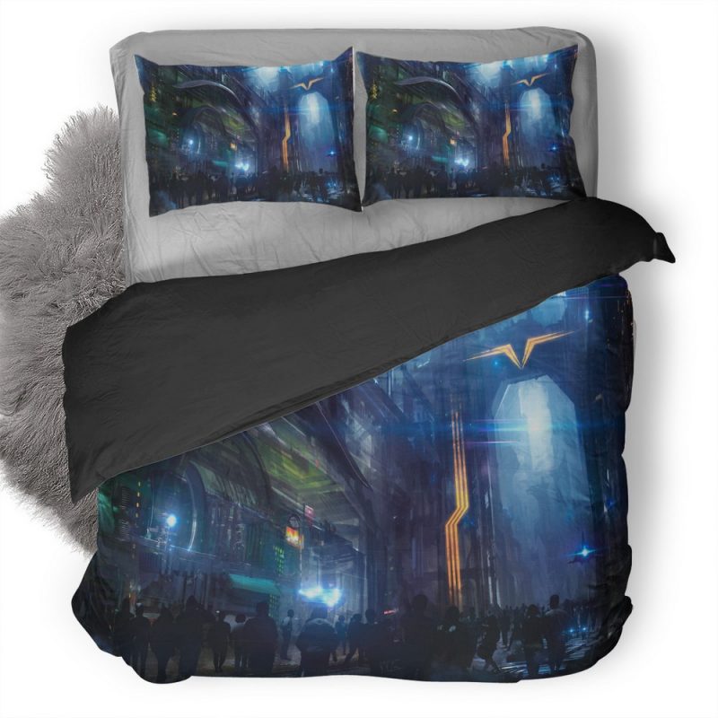 Town Digital Art Painting Ia Duvet Cover and Pillowcase Set Bedding Set