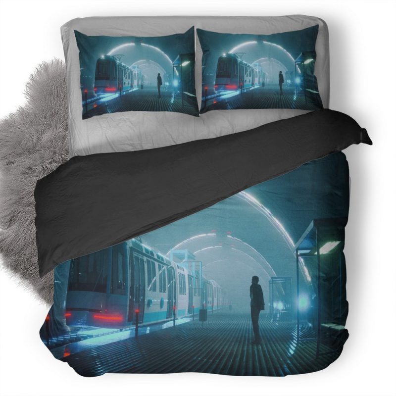 Train Platform O0 Duvet Cover and Pillowcase Set Bedding Set