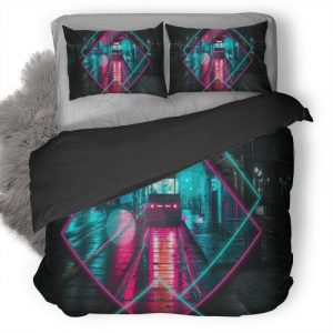 Tram City Night Life Ke Duvet Cover and Pillowcase Set Bedding Set