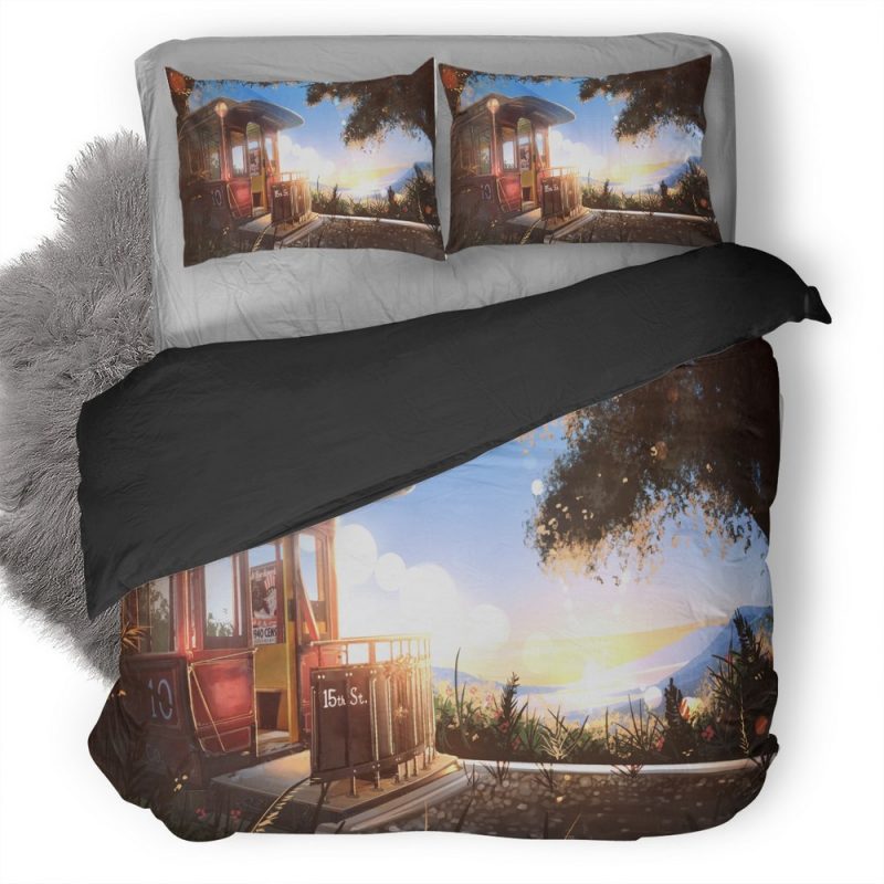 Tram Digital Art Rc Duvet Cover and Pillowcase Set Bedding Set