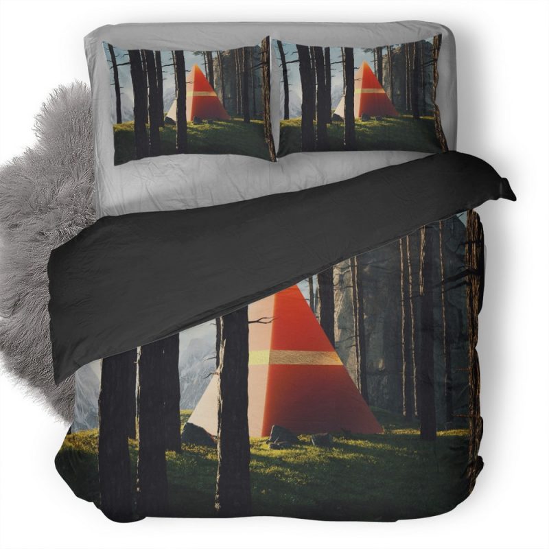 Triangle Pyramids In Middle Of Forest 80 Duvet Cover and Pillowcase Set Bedding Set