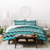 Turpuoise Black White Chevron Duvet Cover and Pillowcase Set Bedding Set