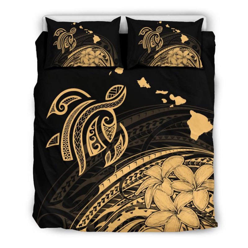 Turtle Polynesian Map Plumeria Duver Duvet Cover and Pillowcase Set Bedding Set