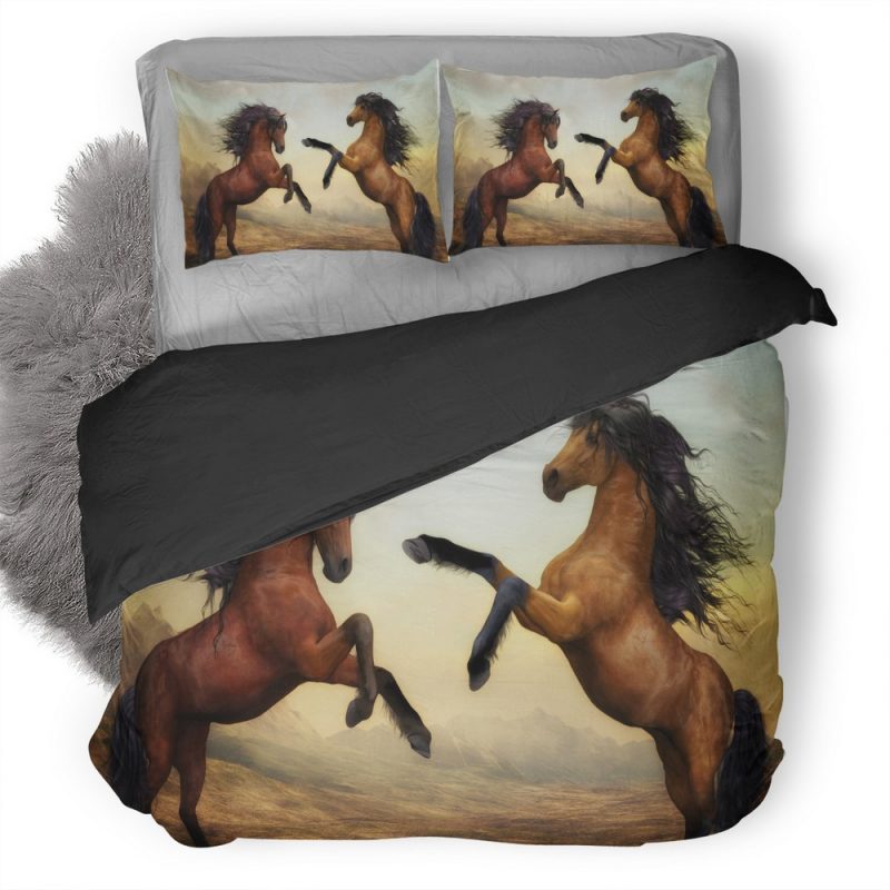 Two Horses Dance 96 Duvet Cover and Pillowcase Set Bedding Set