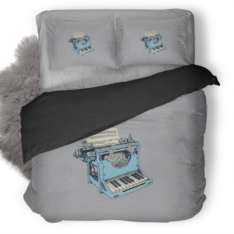 Typewriter Minimalism Hd Duvet Cover and Pillowcase Set Bedding Set